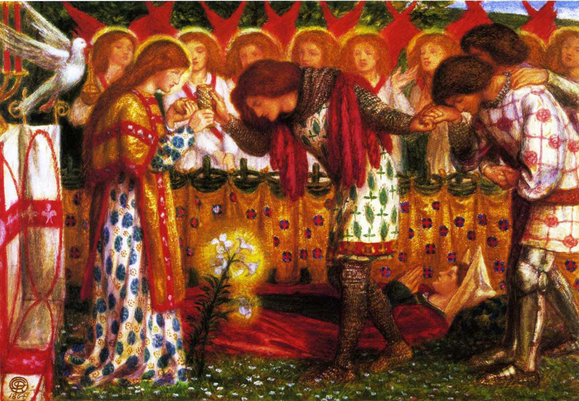 How Sir Galahad Sir Bors and Sir Percival were fed with the Sanc Grael 